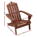 Gardeon Adirondack Outdoor Chairs Wooden Beach Chair Patio Furniture Garden Brown - Image 2