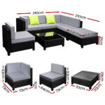 Gardeon 7-Piece Outdoor Sofa Set Wicker Couch Lounge Setting Seat Cover - Image 2