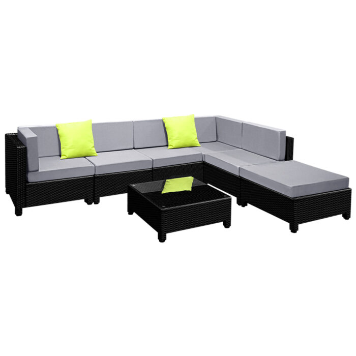 Gardeon 7-Piece Outdoor Sofa Set Wicker Couch Lounge Setting Seat Cover - Image 4