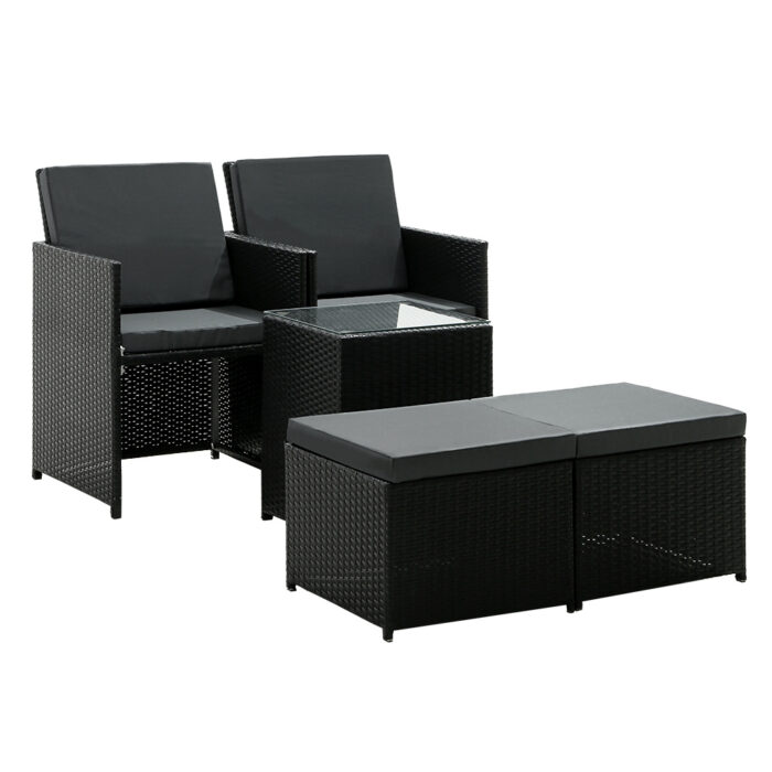 Gardeon Recliner Chairs Sun Lounge Wicker Lounger Outdoor Furniture Patio Sofa - Image 3