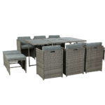 Gardeon Outdoor Dining Set 11 Piece Wicker Table Chairs Setting Grey