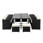 Gardeon Outdoor Dining Set 13 Piece Wicker Table Chairs Setting Black - Image 4