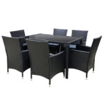 Gardeon Outdoor Dining Set 7 Piece Wicker Lounge Setting Black - Image 4