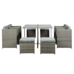 Gardeon Outdoor Dining Set 9 Piece Wicker Table Chairs Setting Grey - Image 4