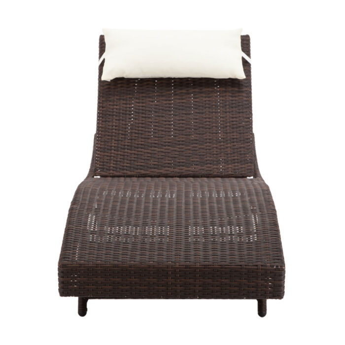 Gardeon Sun Lounge Wicker Lounger Outdoor Furniture Beach Chair Garden Adjustable Brown - Image 3