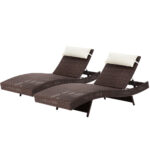 Gardeon 2PC Sun Lounge Wicker Lounger Outdoor Furniture Beach Chair Garden Adjustable Brown - Image 2