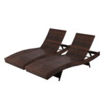 Gardeon 2PC Sun Lounge Wicker Lounger Outdoor Furniture Beach Chair Garden Adjustable Brown - Image 4