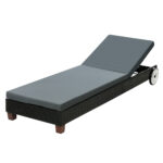 Gardeon Sun Lounge Wicker Lounger Outdoor Furniture Day Bed Wheels Patio Black - Image 3