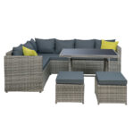 Gardeon Outdoor Dining Set Aluminum Table Chairs Wicker Setting Grey - Image 3