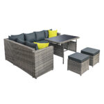 Gardeon Outdoor Dining Set Aluminum Table Chairs Wicker Setting Grey - Image 4