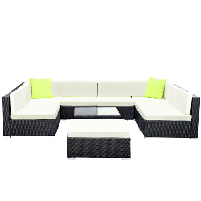 Gardeon 10-Piece Outdoor Sofa Set Wicker Couch Lounge Setting Cover - Image 3
