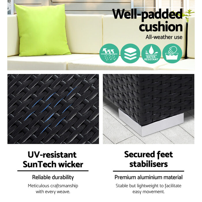 Gardeon 11PC Sofa Set with Storage Cover Outdoor Furniture Wicker - Image 4