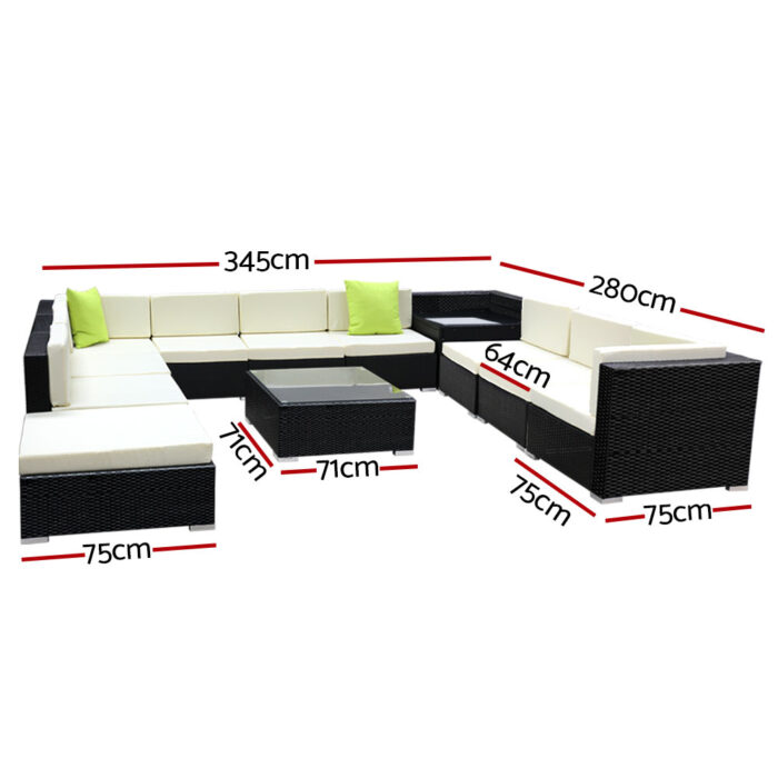 Gardeon 12PC Sofa Set with Storage Cover Outdoor Furniture Wicker - Image 2