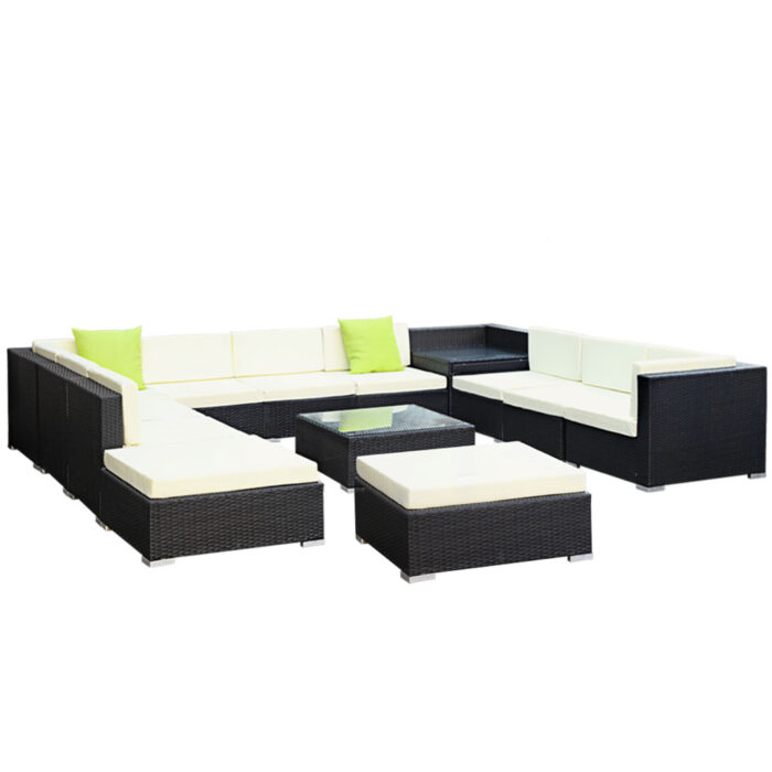 Gardeon 13-Piece Outdoor Sofa Set Wicker Couch Lounge Setting Cover - Image 4