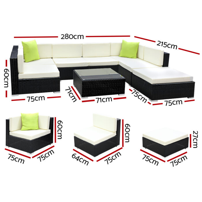 Gardeon 8-Piece Outdoor Sofa Set Wicker Couch Lounge Setting Cover - Image 2