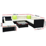 Gardeon 9-Piece Outdoor Sofa Set Wicker Couch Lounge Setting Cover - Image 2