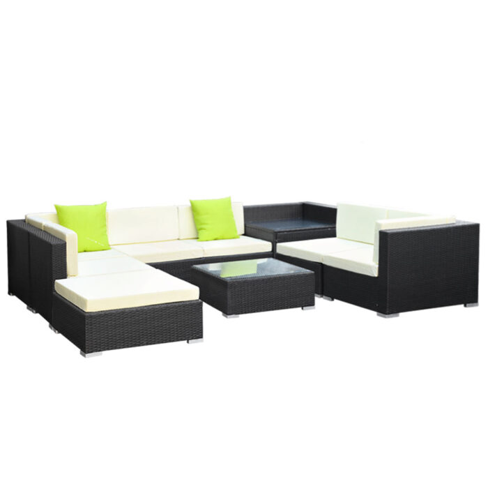 Gardeon 9-Piece Outdoor Sofa Set Wicker Couch Lounge Setting Cover - Image 4