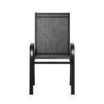 Gardeon 2PC Outdoor Dining Chairs Stackable Lounge Chair Patio Furniture Black - Image 3