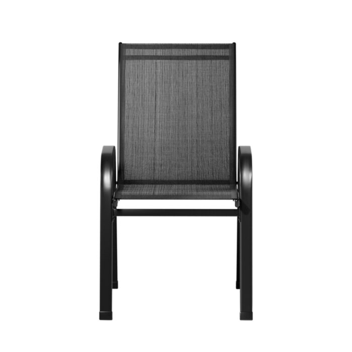 Gardeon 2PC Outdoor Dining Chairs Stackable Lounge Chair Patio Furniture Black - Image 3