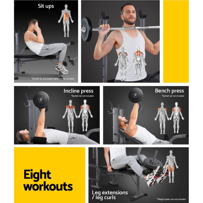 Everfit Weight Bench 8 in 1 Bench Press Adjustable Home Gym Station 200kg - Image 4