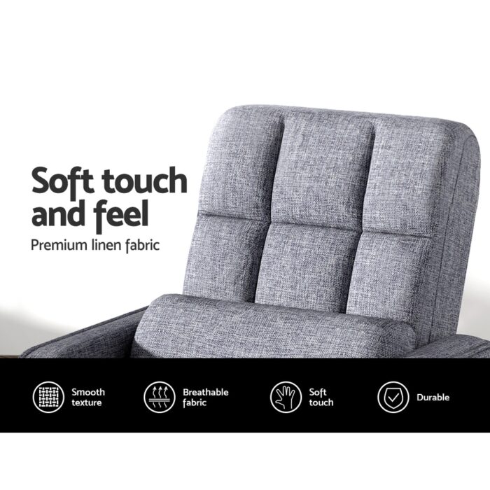 Artiss Floor Lounge Sofa Bed Swivel Grey - Image 4