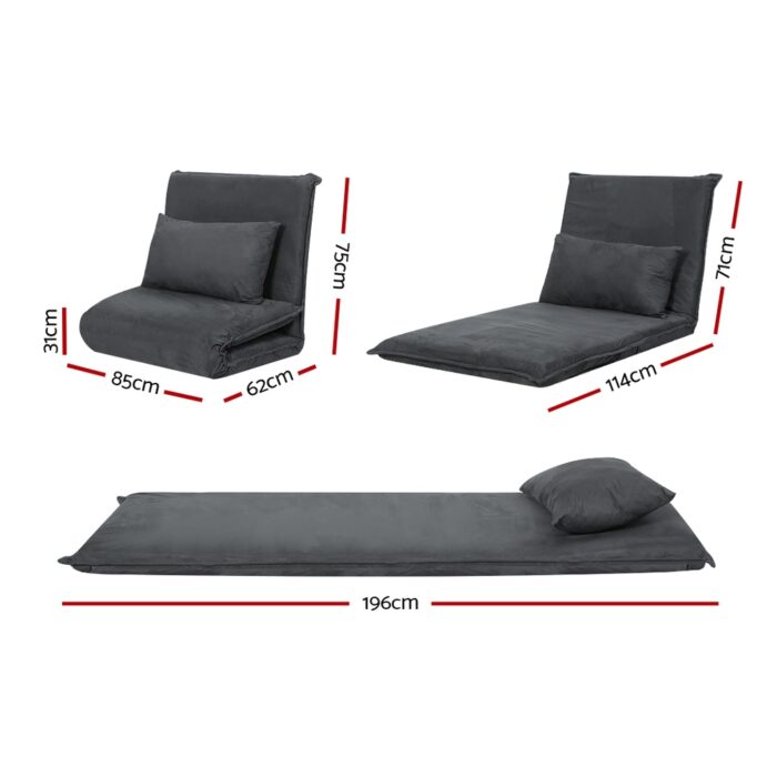 Artiss Floor Sofa Bed Lounge Couch Recliner Chair Folding Foam Camping Bed - Image 2