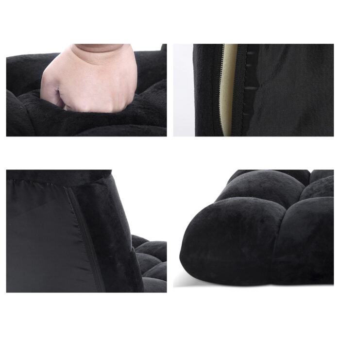 Artiss Lounge Sofa Bed Flannel Fabric Black - Image 3