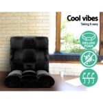 Artiss Lounge Sofa Bed Flannel Fabric Black - Image 4