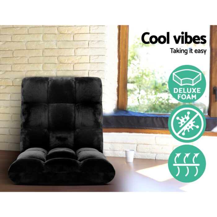 Artiss Lounge Sofa Bed Flannel Fabric Black - Image 4