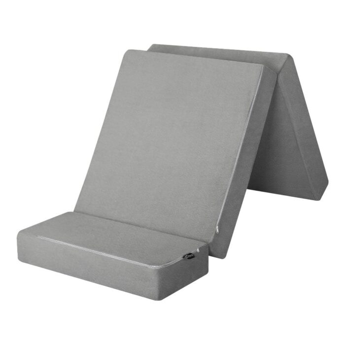 Bedra Foldable Foam Mattress Single Portable Light Grey - Image 3