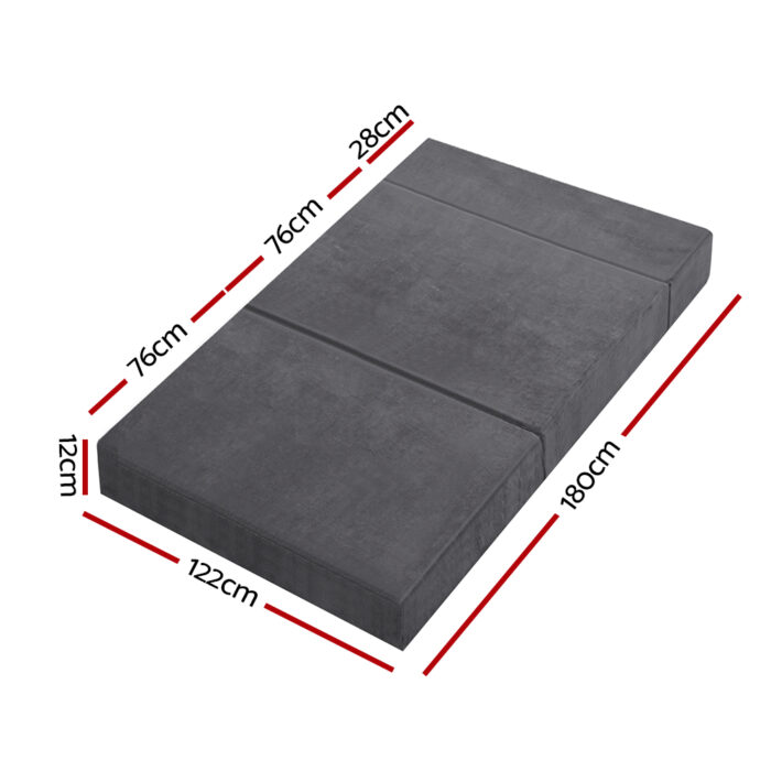 Giselle Bedding Foldable Mattress Folding Foam Bed Mat Double Grey - Image 2