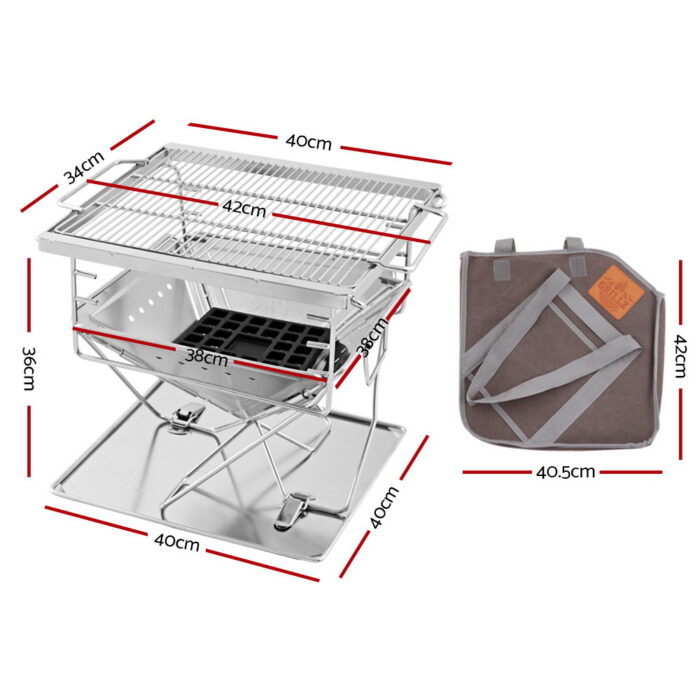 Grillz Fire Pit BBQ Grill with Carry Bag Camping - Image 2