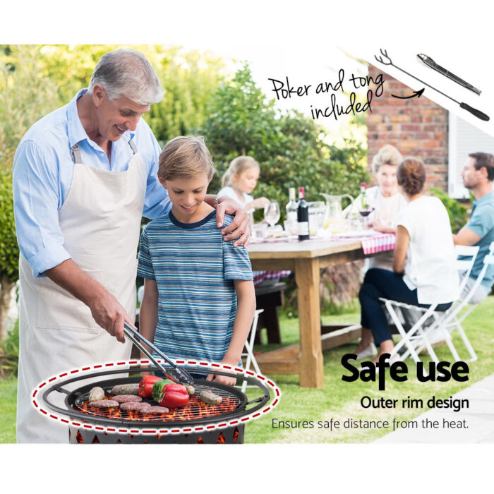 Grillz Fire Pit BBQ Grill 82cm - Image 4