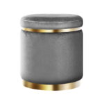 Artiss Premium Round Velvet Footstool for Elegant Living (Charcoal)