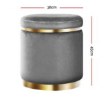 Artiss Premium Round Velvet Footstool for Elegant Living (Charcoal) - Image 2