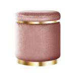 Artiss Premium Round Velvet Footstool for Elegant Home Decor (Pink)