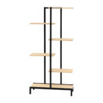 Artiss 6 Tier Zigzag Plant Stand Stylish Metal Flower Shelf (Natural)