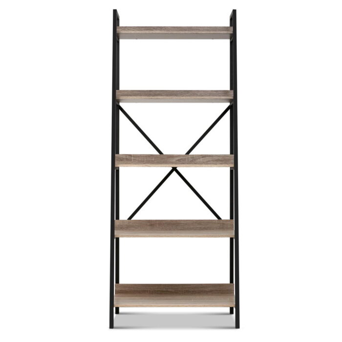 Artiss Bookshelf 5 Tiers - NOR Black and Oak - Image 3