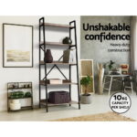 Artiss Bookshelf 5 Tiers - NOR Black and Oak - Image 4