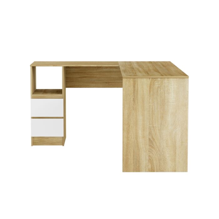 Artiss Computer Desk Drawer Cabinet L-Shape Oak 136CM - Image 3