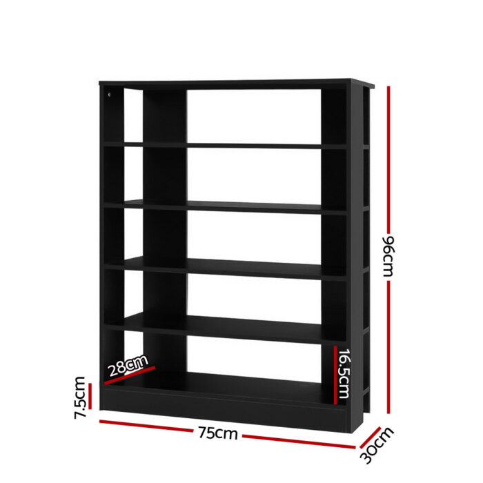 Artiss Shoe Cabinet Shoes Organiser Storage Rack 30 Pairs Black Shelf Wooden - Image 2