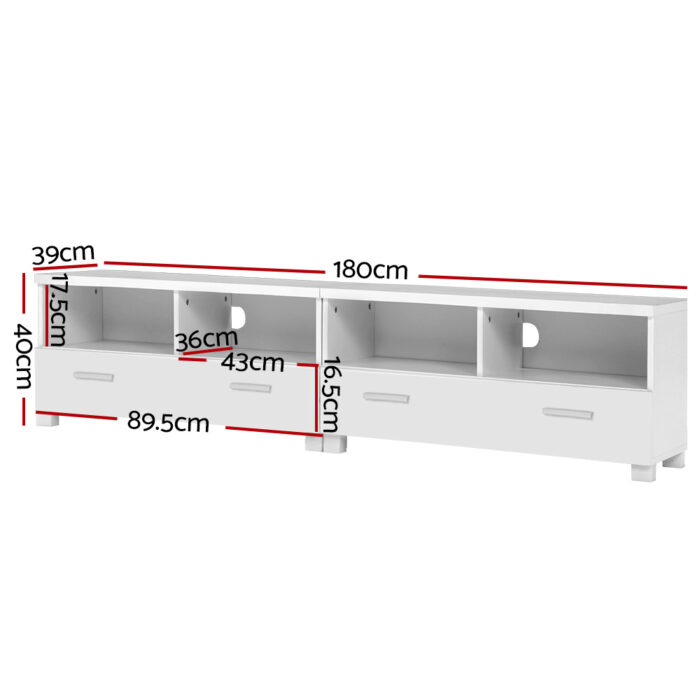 Artiss TV Cabinet Entertainment Unit 180cm White Eddie - Image 2