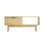 Artiss Rattan Coffee Table with Storage Drawers Shelf Modern Wooden Tables - Image 4