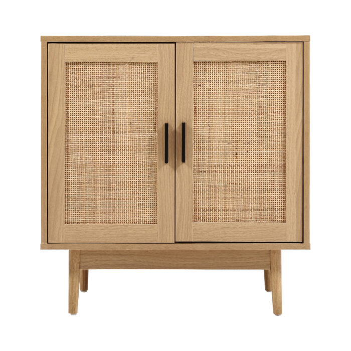 Artiss Rattan Buffet Sideboard 2 Doors - BRIONY Oak - Image 3