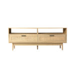 Artiss TV Cabinet Entertainment Unit TV Stand Wooden Rattan Storage Drawer 140CM - Image 3