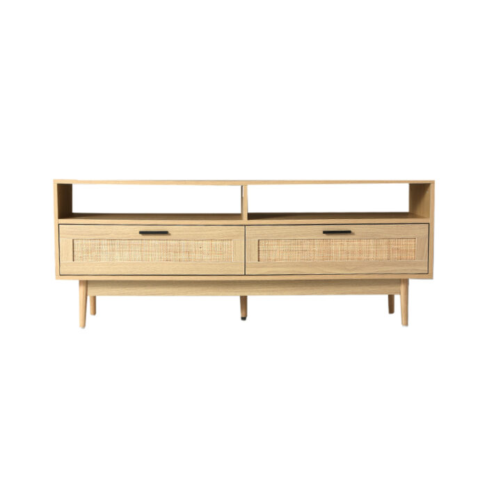 Artiss TV Cabinet Entertainment Unit TV Stand Wooden Rattan Storage Drawer 140CM - Image 3
