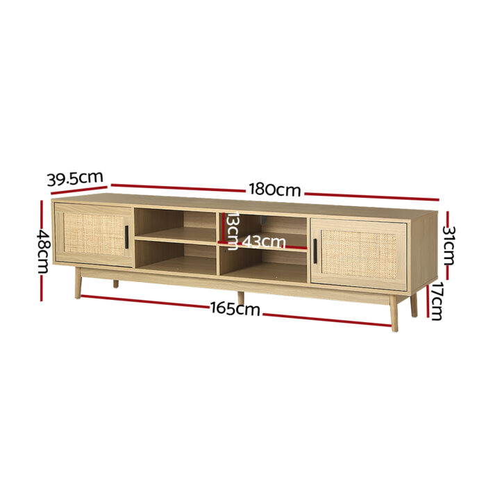 Artiss TV Cabinet Entertainment Unit 180cm Rattan Cole - Image 2