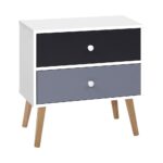 Artiss Scandinavian Bedside Table with 2 Drawers in White
