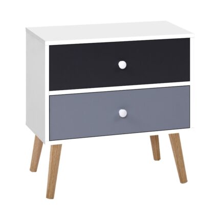 Artiss Scandinavian Bedside Table with 2 Drawers in White