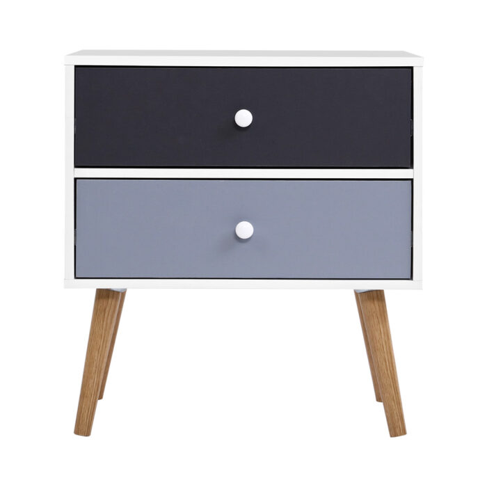 Artiss Scandinavian Bedside Table with 2 Drawers in White - Image 3